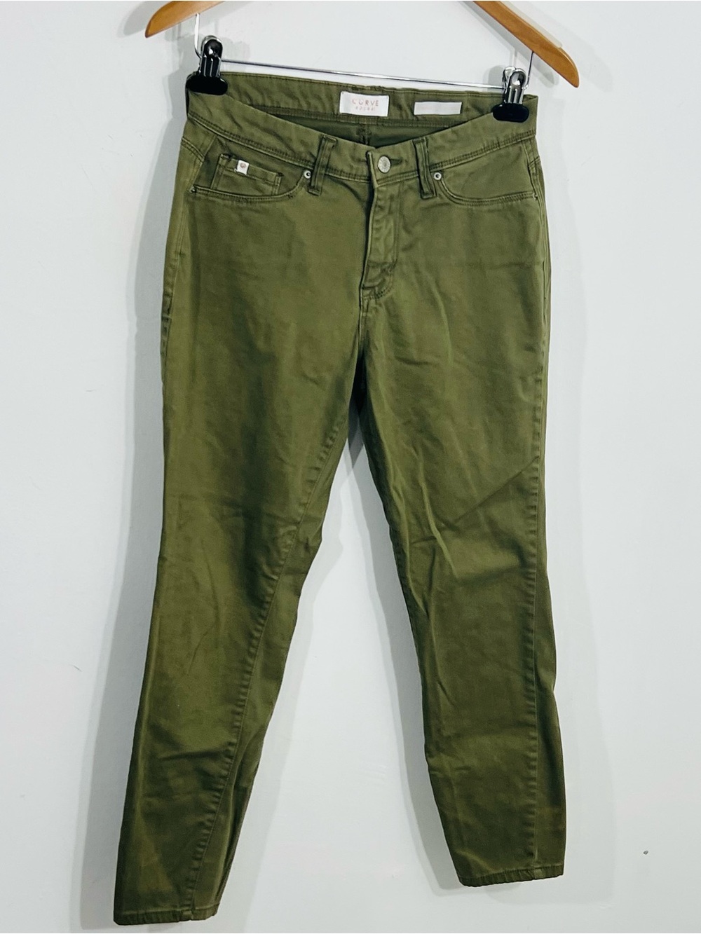 Curve Appeal Green Minimalist Jeggings Stretch Skinny Fit 5 Pocket Mid Rise Sz 4